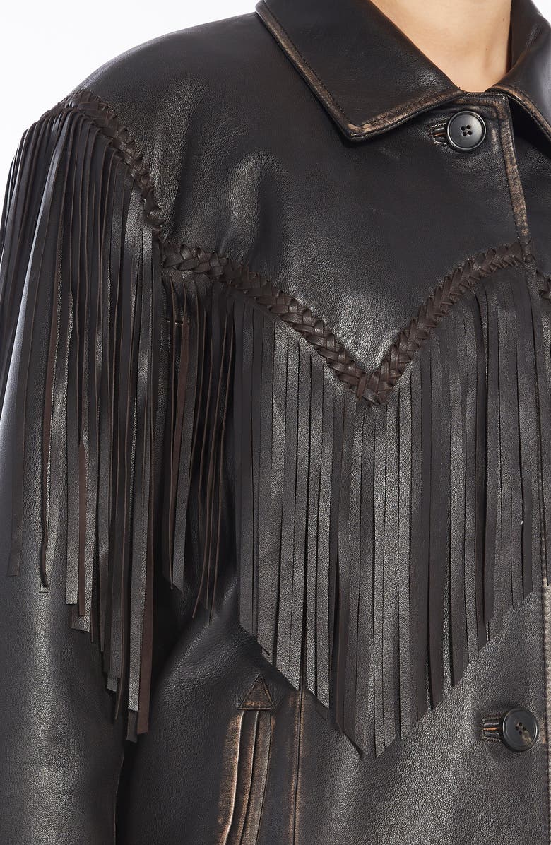 Weekend Max Mara Eracle Fringe Leather Jacket, Alternate, color, 