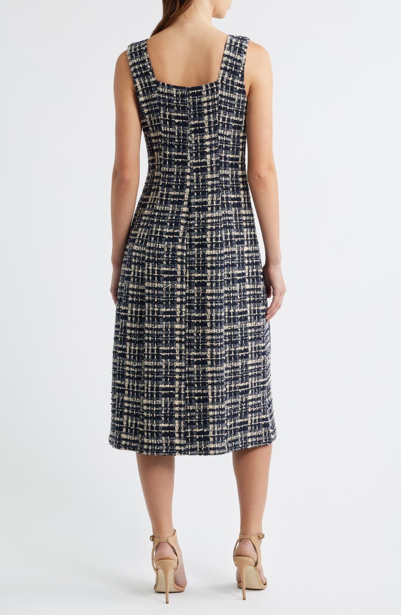 ZOE AND CLAIRE Tweed Fit & Flare Midi Dress, Alternate, color, Navy Multi