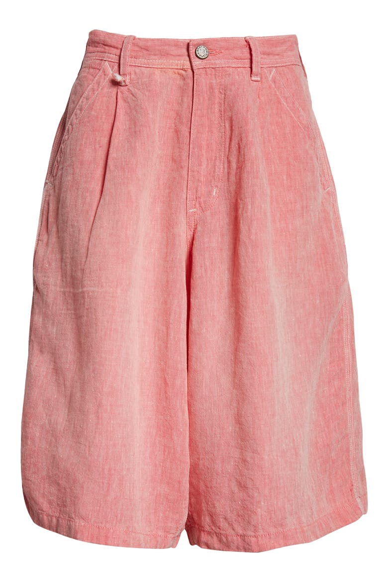 Jesse Linen Carpenter Shorts, Alternate, color, CORAL LINEN CHAMBRAY