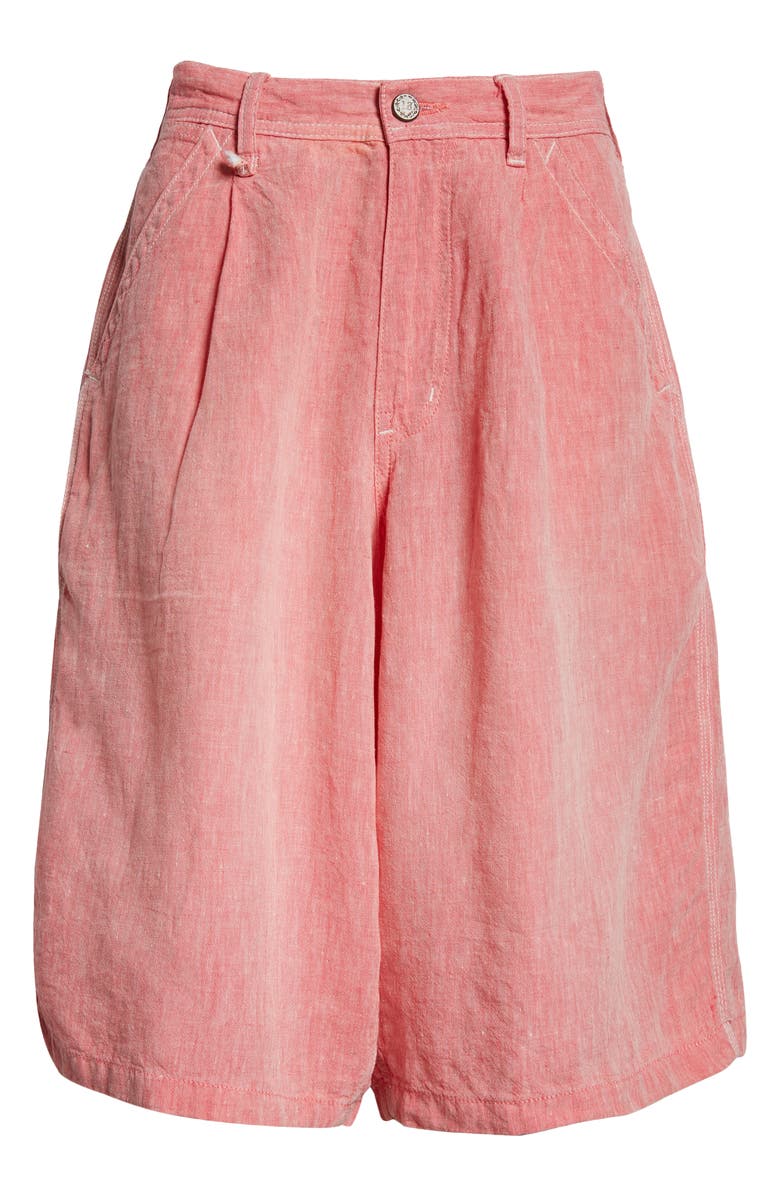 R13 Jesse Linen Carpenter Shorts, Alternate, color, Coral Linen Chambray