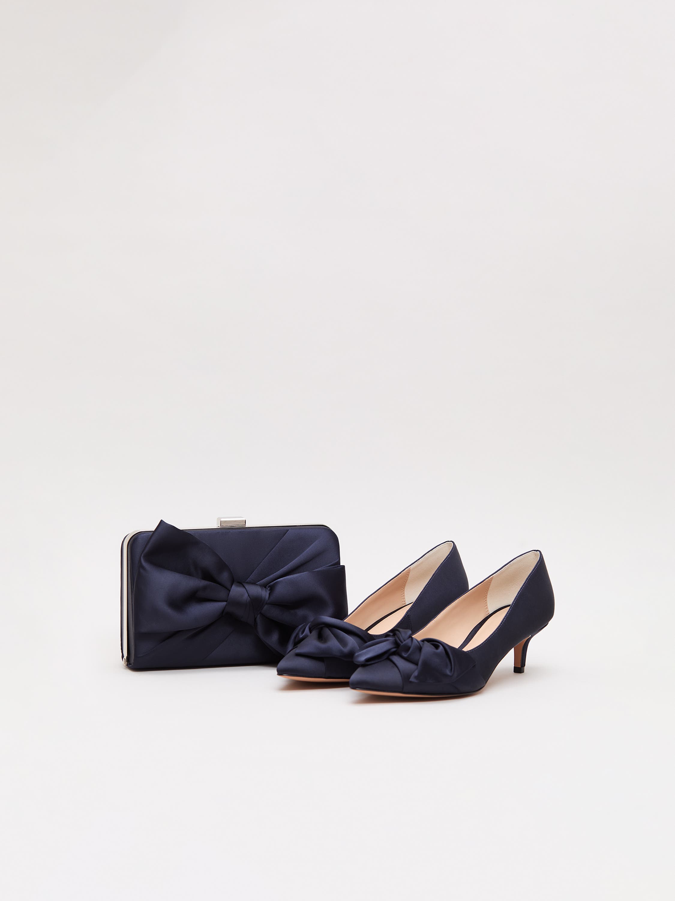 Phase Eight Satin Clutch Bag, Alternate, color, Navy