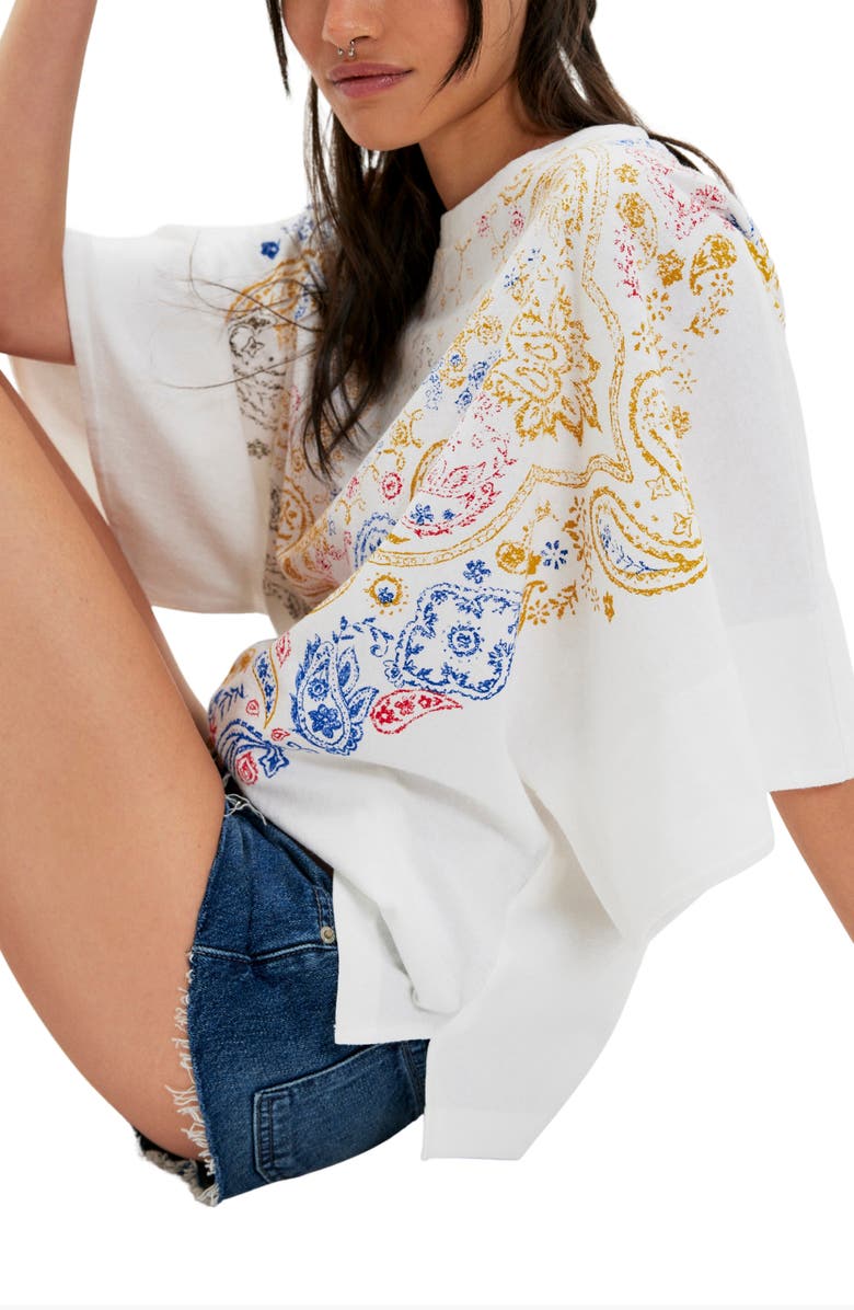 Free People Heirloom Paisley Print Oversize T-Shirt, Alternate, color, Ivory Combo
