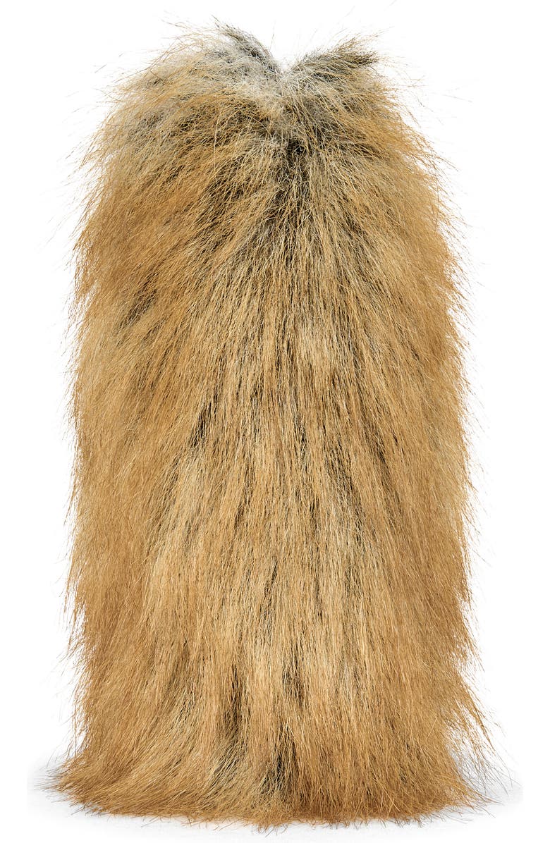 AZALEA WANG Arette Faux Fur Block Heel Sandal, Alternate, color, Brown