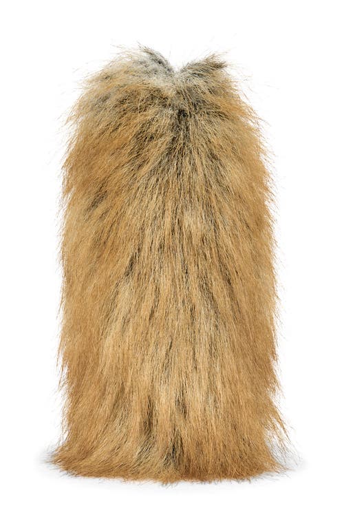 Azalea Wang Arette Faux Fur Block Heel Sandal In Brown