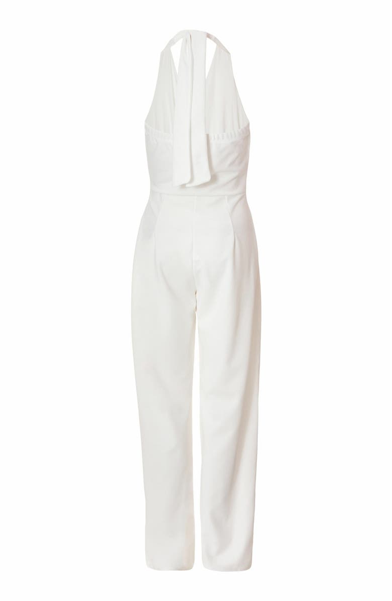 QUIZ Scuba Crepe Halter Jumpsuit, Alternate, color, White