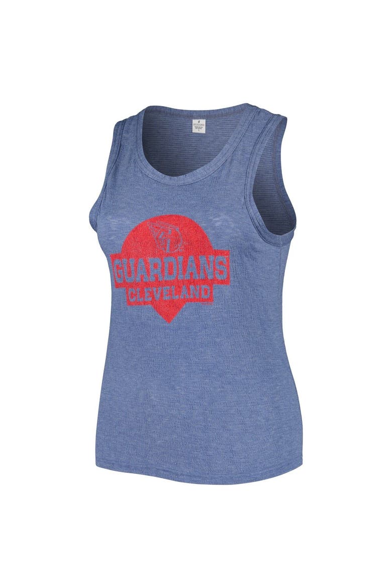 Women's Soft as a Grape Navy Cleveland Guardians Plus Size High Neck Tri-Blend Tank Top, Alternate, color, Navy