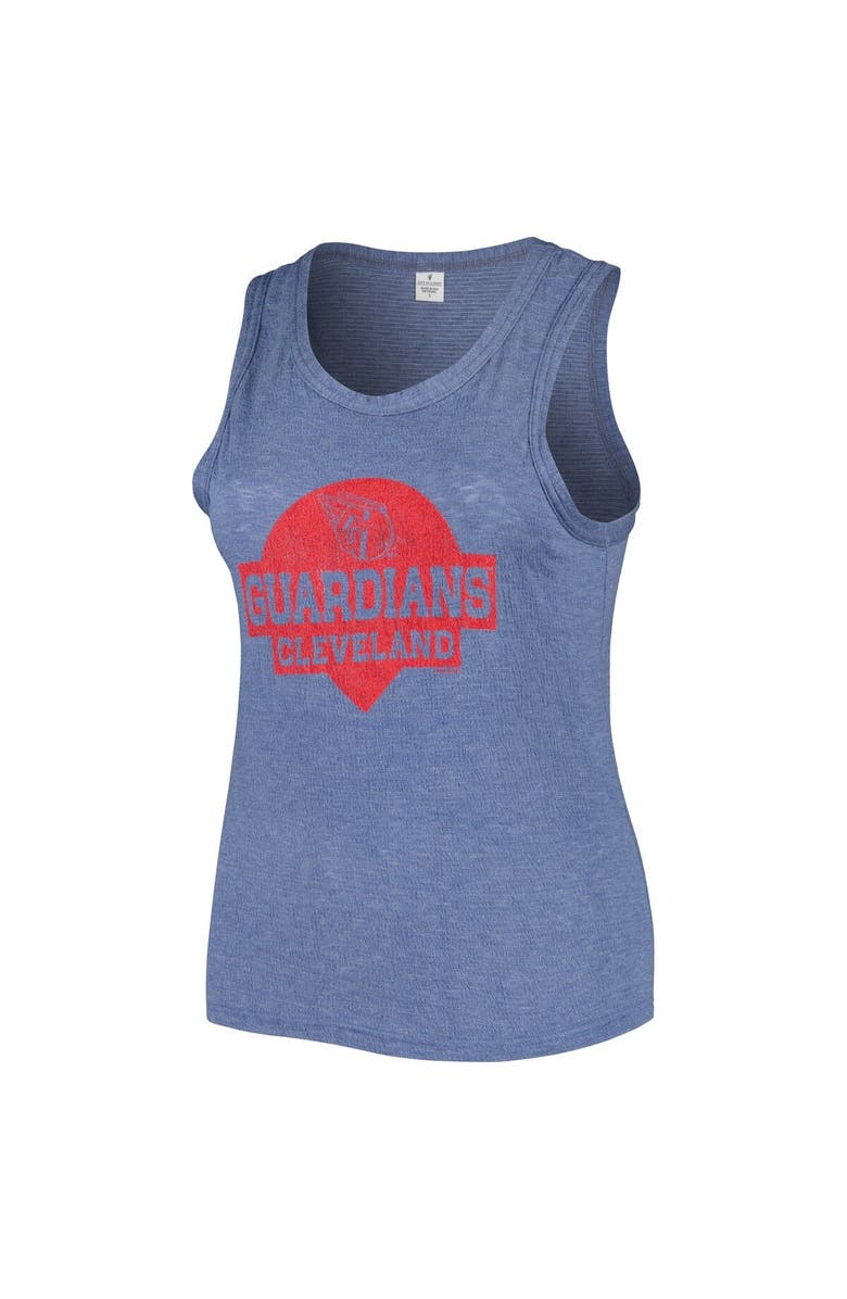 SOFT AS A GRAPE Women's Soft as a Grape Navy Cleveland Guardians Plus Size High Neck Tri-Blend Tank Top, Alternate, color, Navy