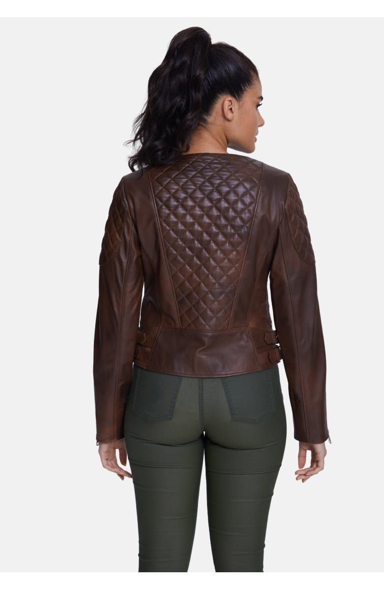 Furniq UK Edith Leather Jacket, Alternate, color, Whiskey