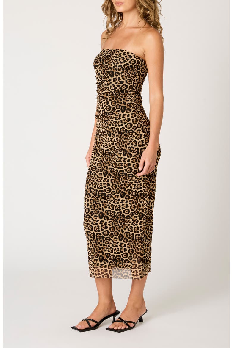 Rowa Strapless Midi Dress, Alternate, color, TAN