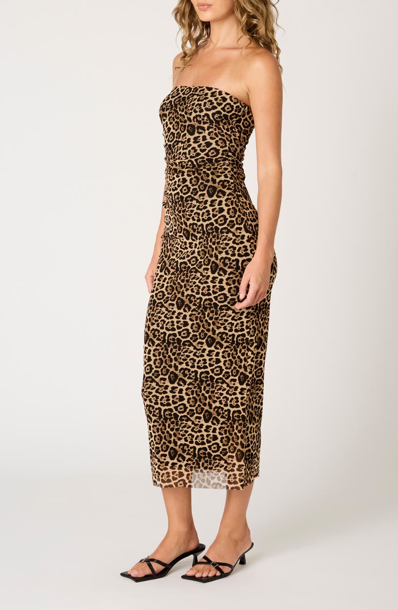 Nia Rowa Strapless Midi Dress, Alternate, color, Tan