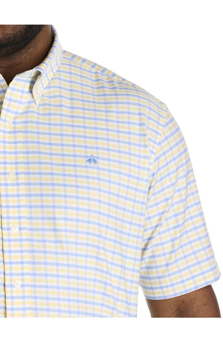 B+T Essentials Fit by Dxl Big & Tall  Non-Iron Gingham Sport Shirt, Alternate, color, Yellow Blue Ging