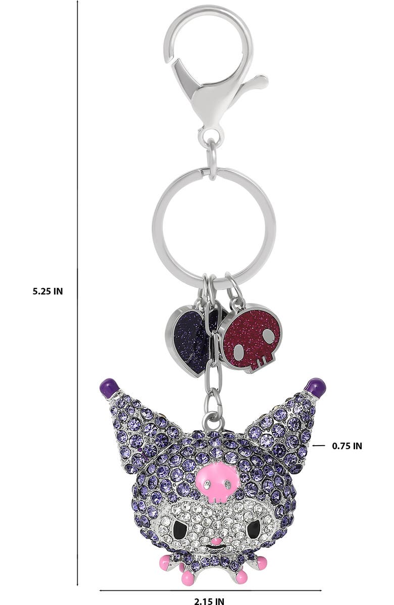 Hello Kitty Kuromi Crystal Cluster Pavé Bag Charm Keychain, Alternate, color, Crystal Clear