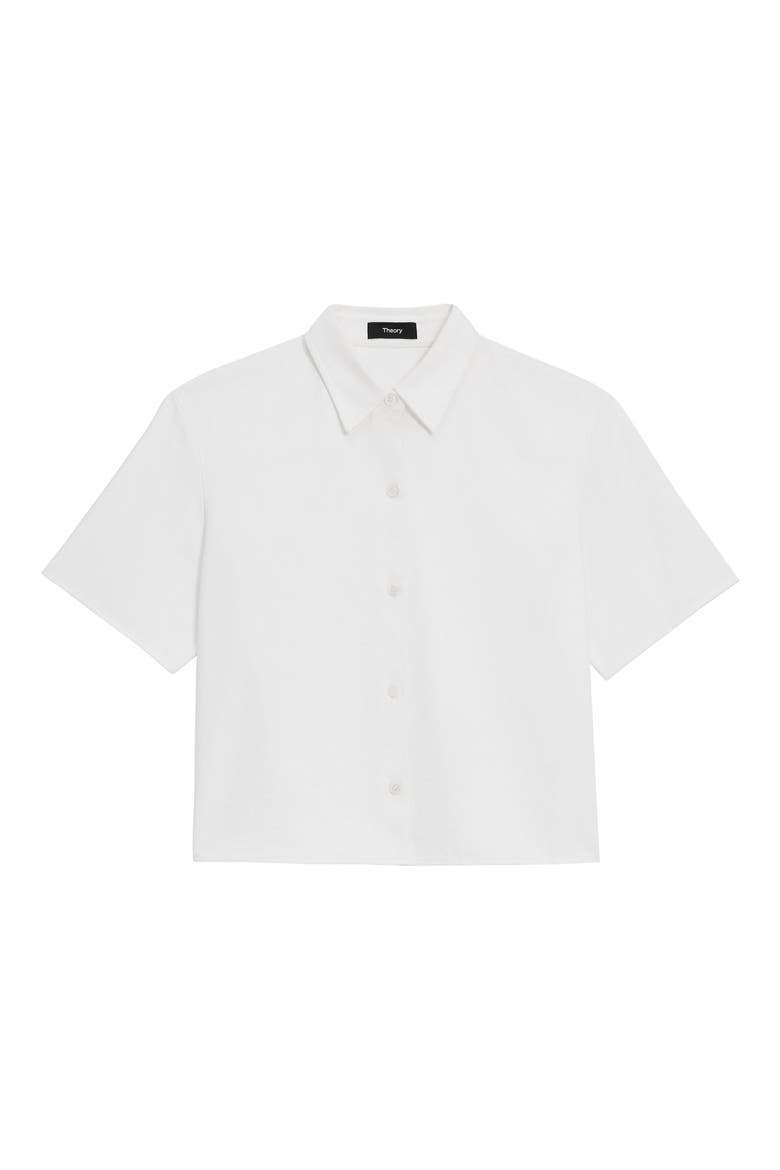 Boxy Short Sleeve Cotton Button-Up Shirt, Alternate, color, OPTIC WHITE - C7J