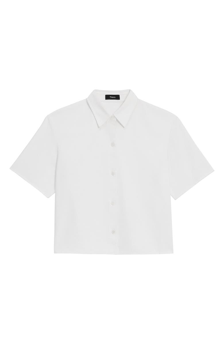 Theory Boxy Short Sleeve Cotton Button-Up Shirt, Alternate, color, 