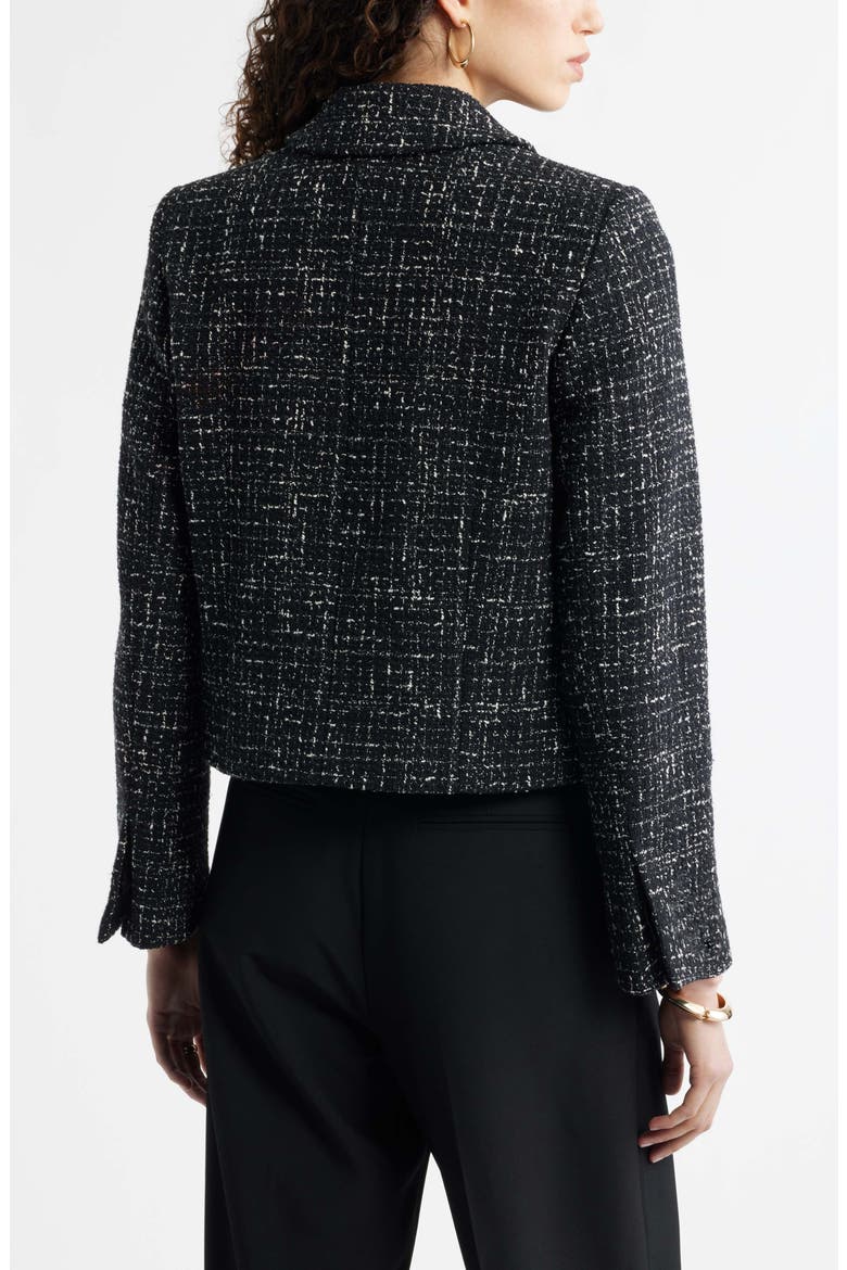 Textured Cropped Jacket, Alternate, color, BLACK- IVORY TWEED