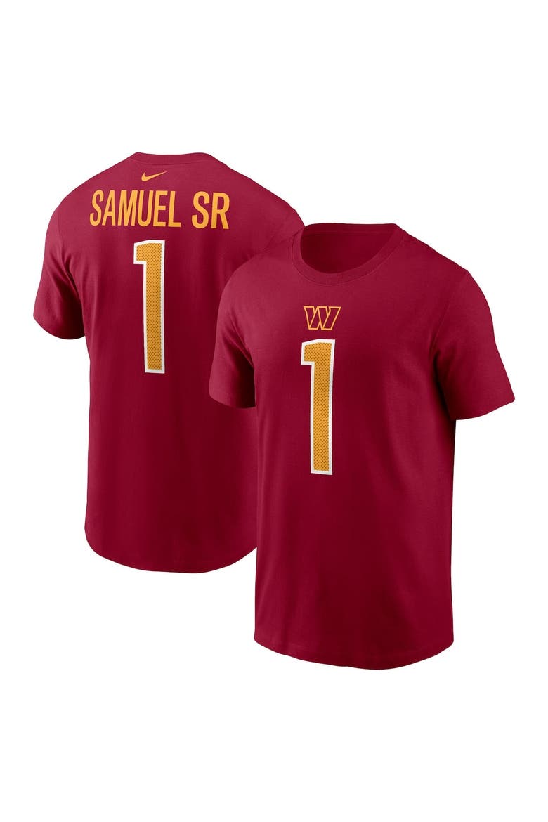 Men's  Nike Deebo Samuel Sr Burgundy Washington Commanders Name & Number T-Shirt, Main, color, Burgundy