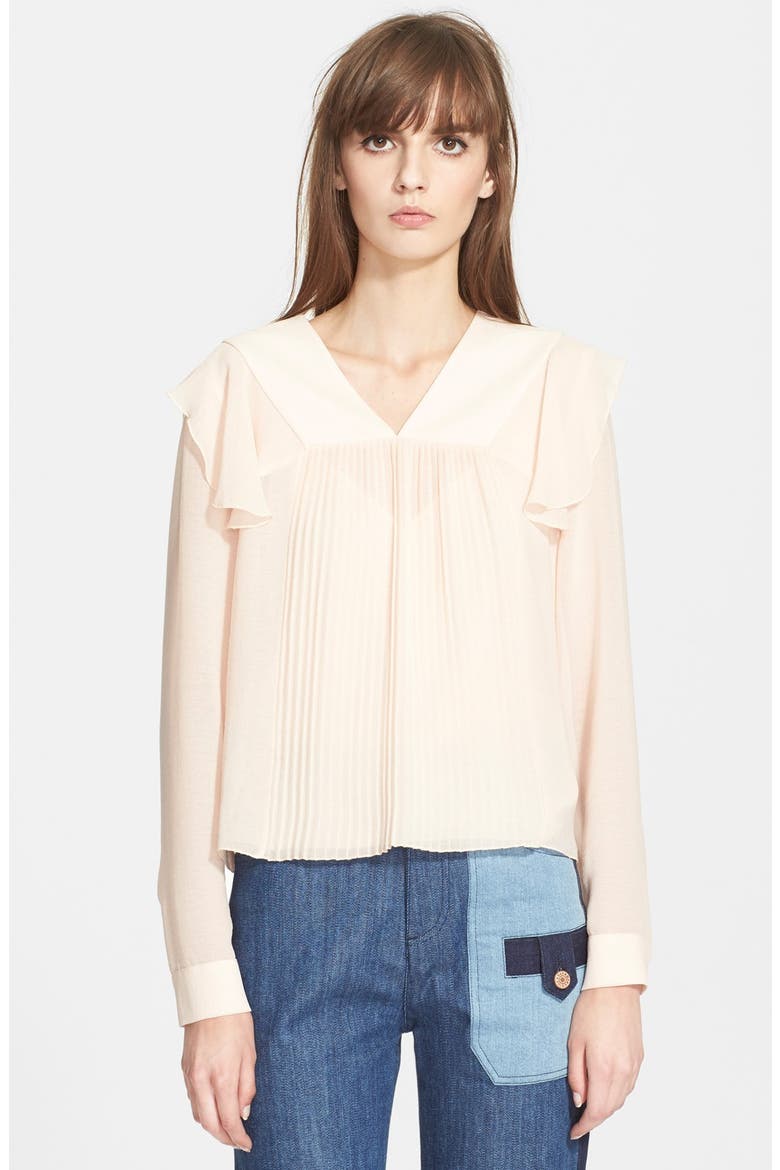 Pleated Georgette Top, Main, color, PINK CHAMPAGNE