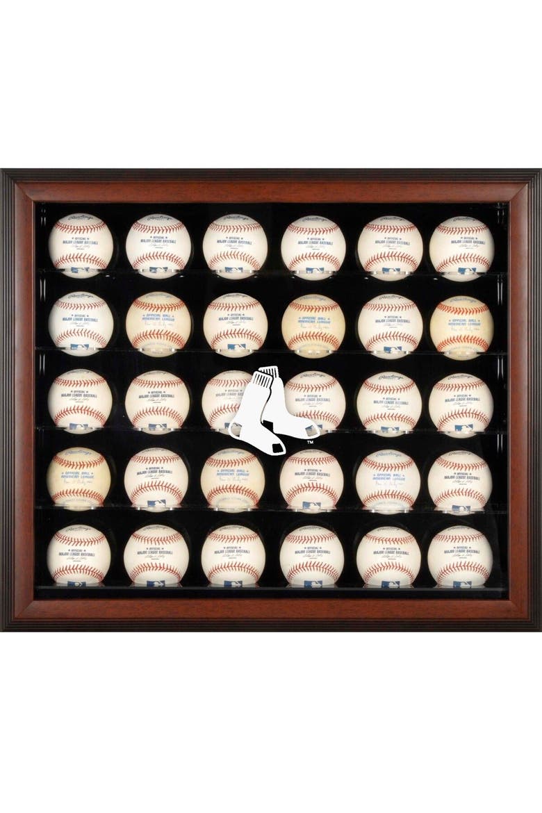 Boston Red Sox (2009 - Present) Logo Brown Framed 30-Ball Display Case, Main, color, Brown
