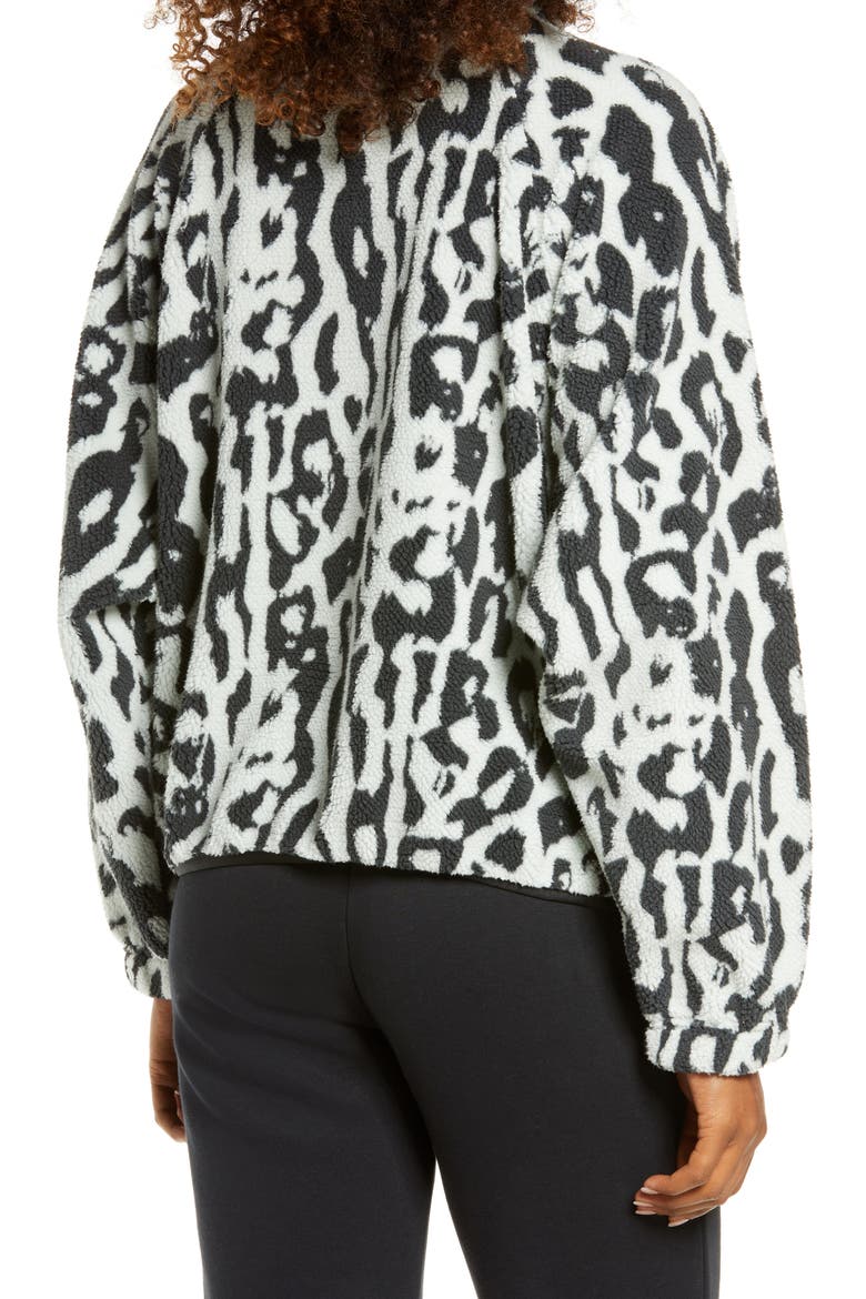 Sportswear Animal Print Fleece Jacket, Alternate, color, DK SMOKE GREY/ BLACK/ WHITE