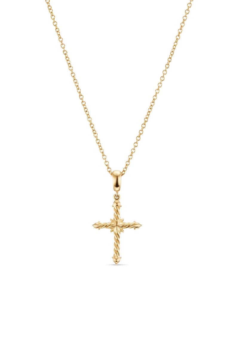 Petite Modern Renaissance Cross Pendant Necklace in 18K Yellow Gold with Diamonds, Alternate, color, 18K GOLD