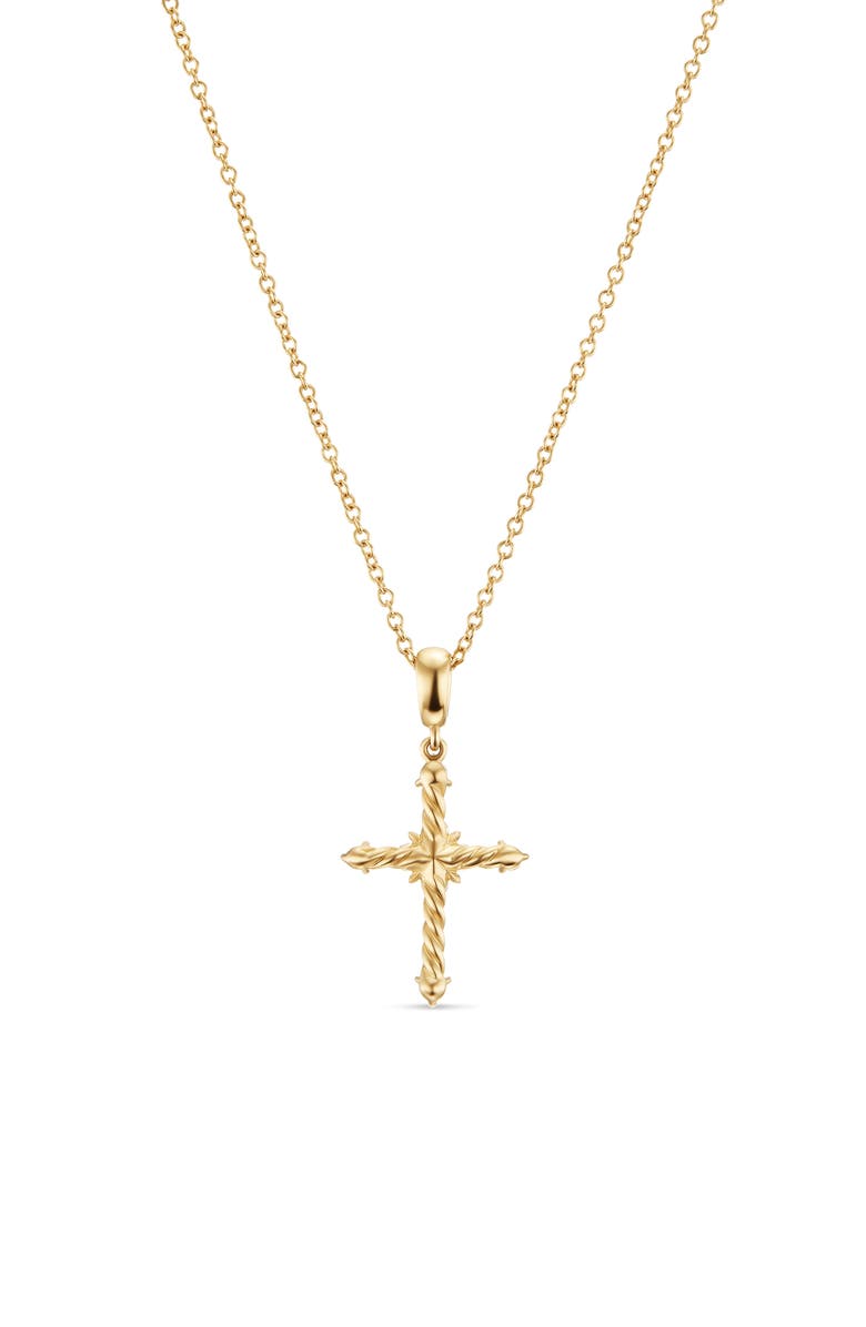 David Yurman Petite Modern Renaissance Cross Pendant Necklace in 18K Yellow Gold with Diamonds, Alternate, color, 