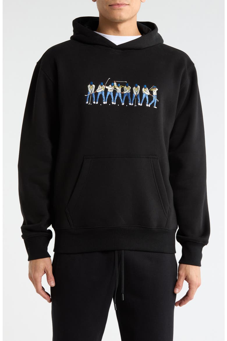 Sequence Embroidered Hoodie, Main, color, BLACK