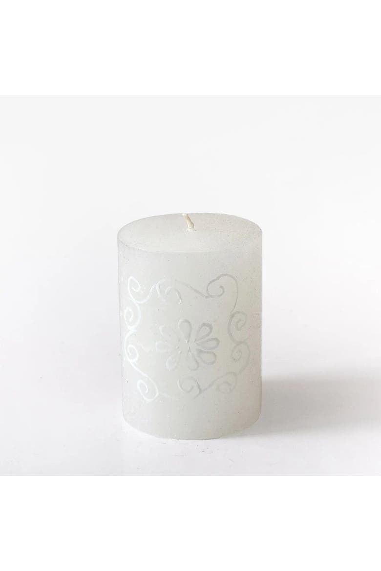 White on White Painted Pillar Candle, Main, color, White On White - 3x4"