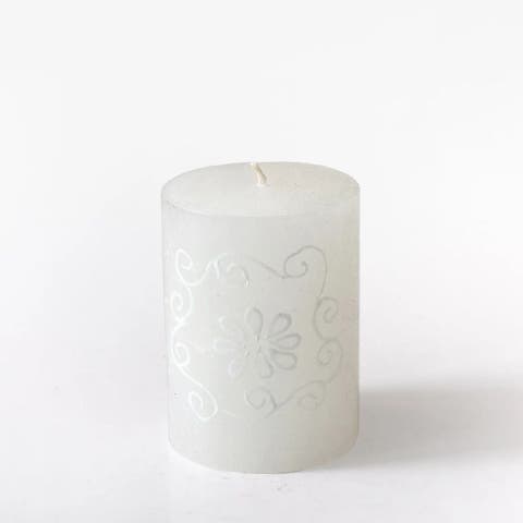White on White Painted Pillar Candle