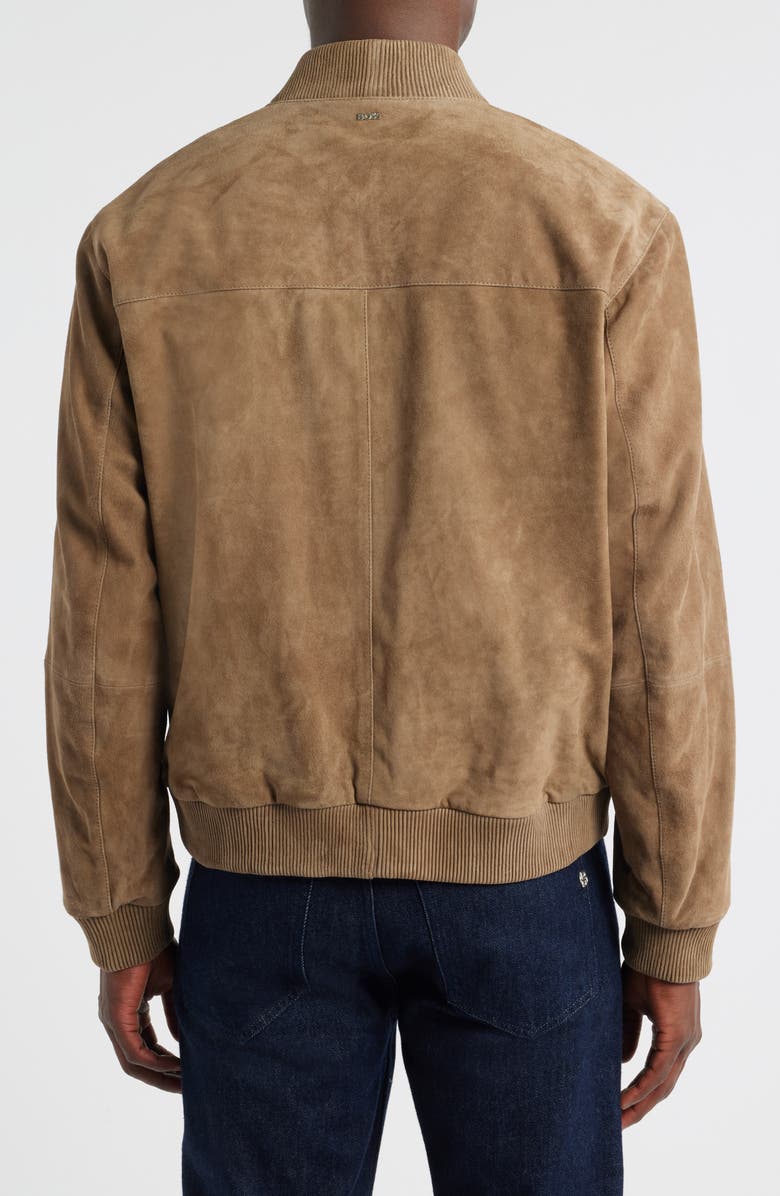 BOSS Muller Suede Bomber Jacket, Alternate, color, Open Brown