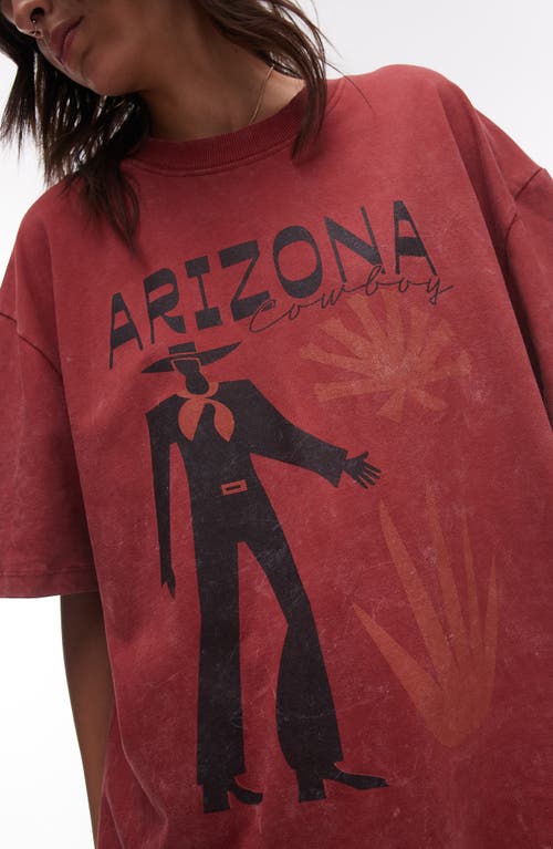 Shop Topshop Arizona Oversize Cotton Graphic T-shirt In Burgundy