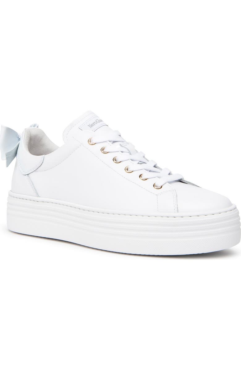 NeroGiardini Bow Platform Skate Sneaker, Main, color, White