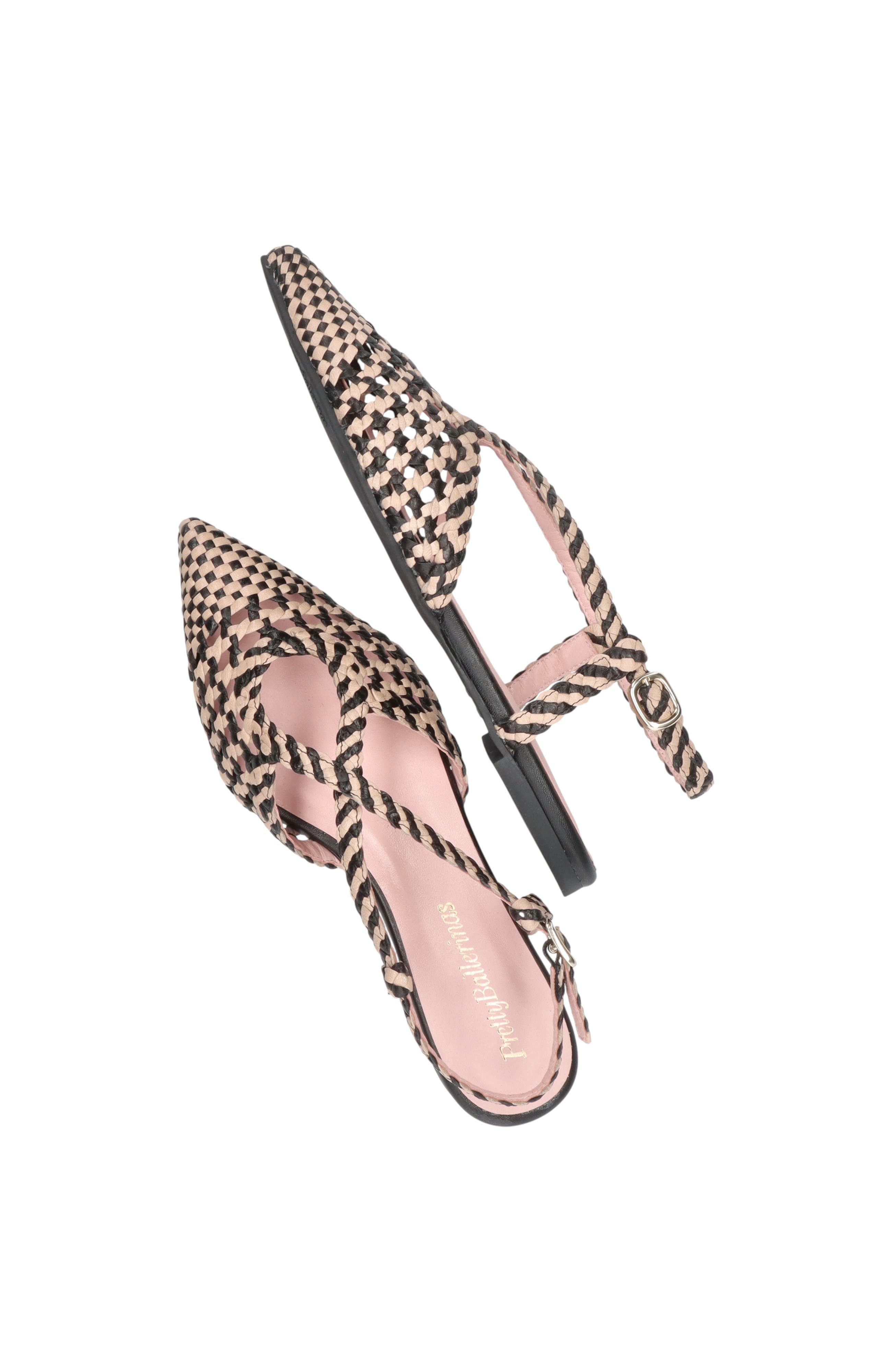 Pretty Ballerinas Pointed Toe Woven Sling Back, Alternate, color, Black