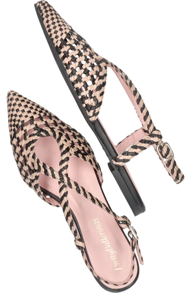 Pretty Ballerinas Pointed Toe Woven Sling Back, Alternate, color, Black