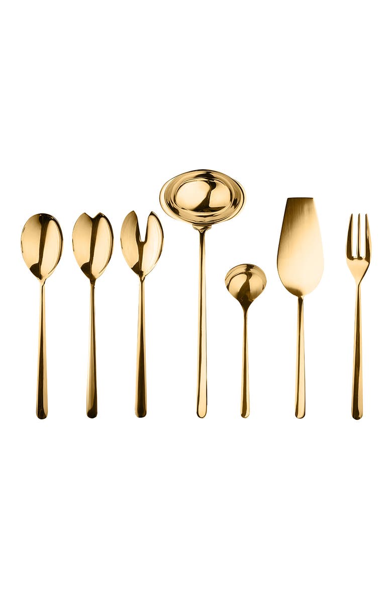 Linea 7-Piece Place Serving Set, Main, color, GOLD
