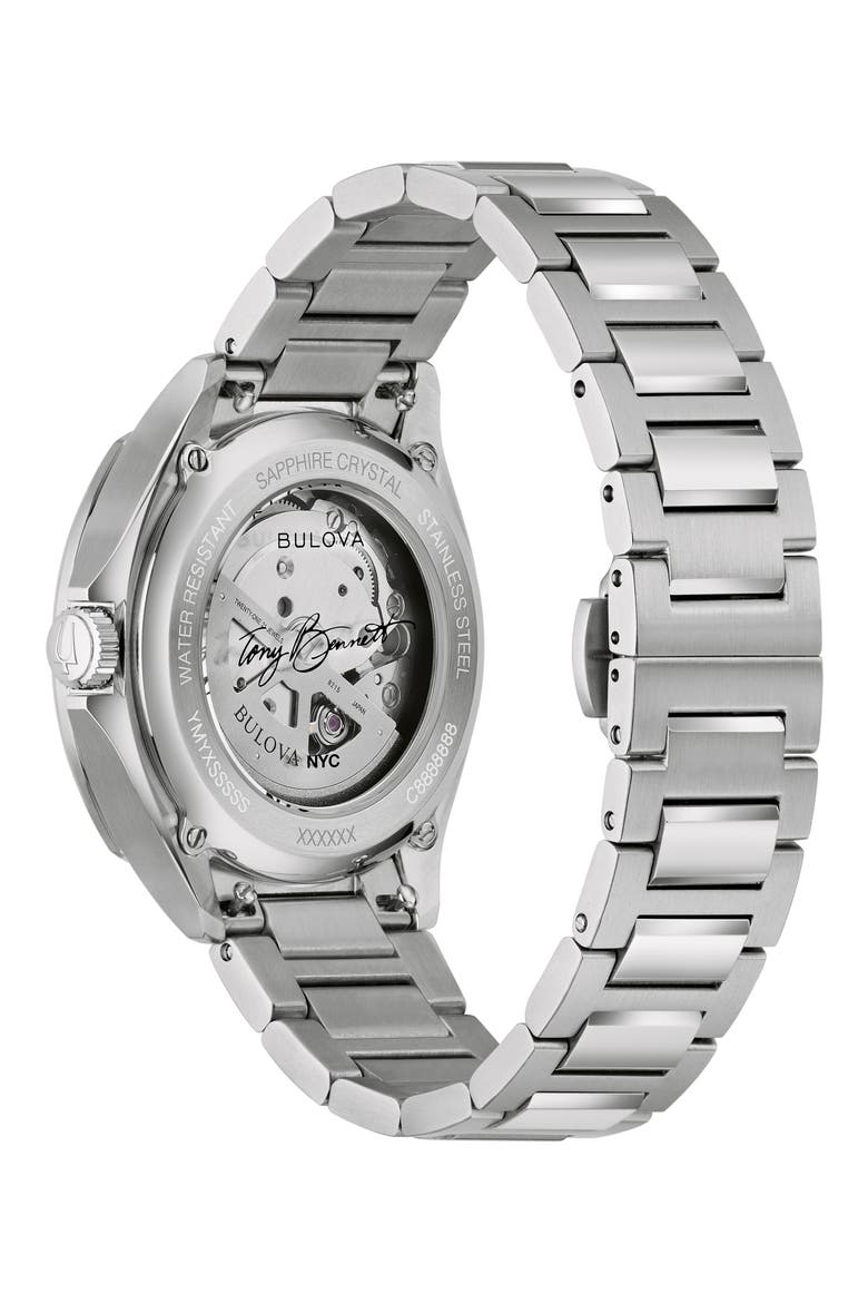 Tony Bennett NYC Automatic Bracelet Watch, 39mm, Alternate, color, PURPLE/ SILVER-TONE