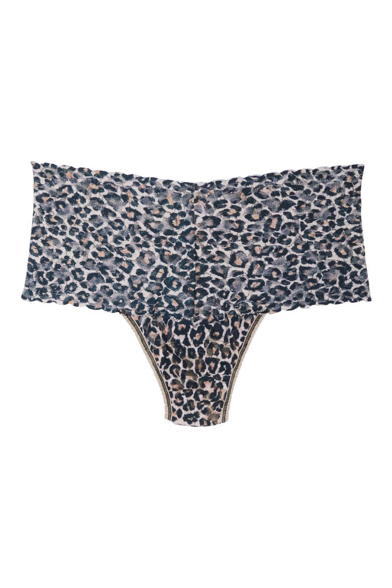 Classic Leopard Retro Thong, Alternate, color, BROWN/ BLACK