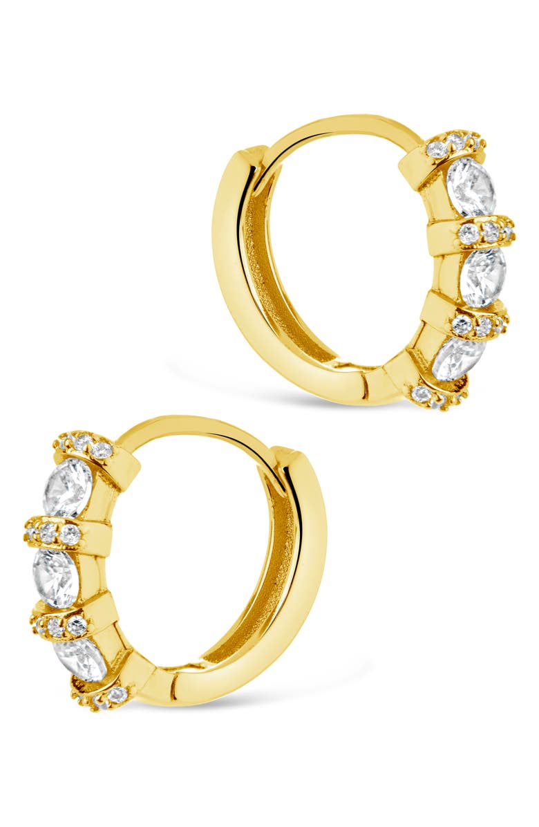 Sterling Forever Iskara CZ Huggie Hoop Earrings, Alternate, color, Gold