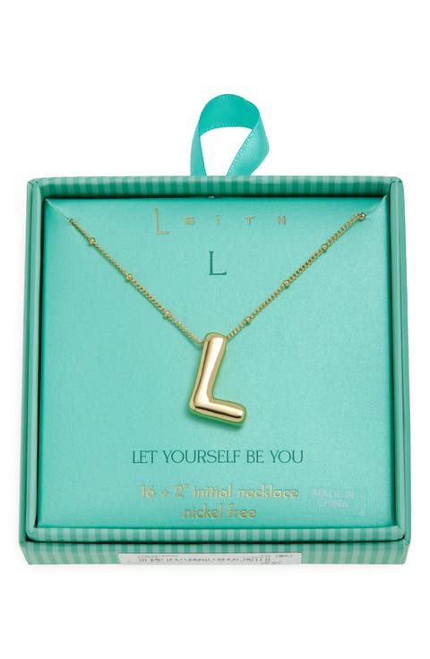 3D Initial Pendant Necklace