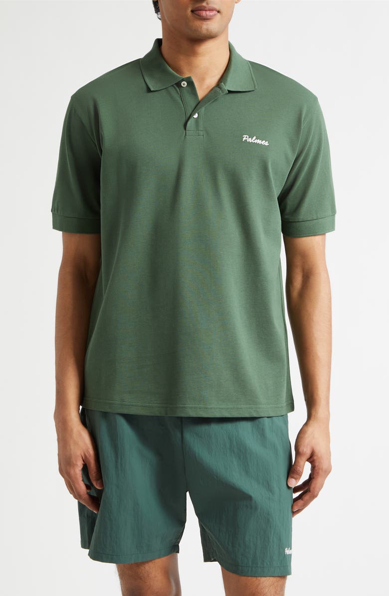 PALMES Logo Piqué Polo, Main, color, Dark Green