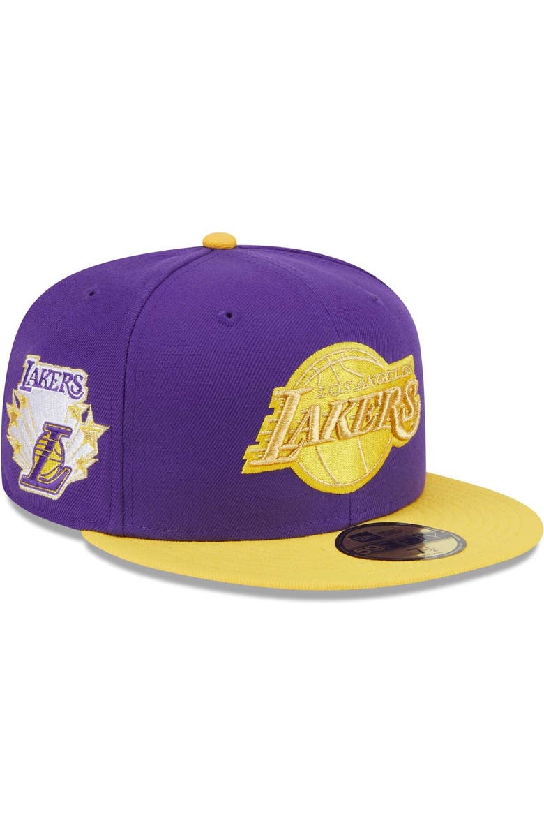New Era Men's New Era Purple/Gold Los Angeles Lakers Gameday Gold Pop Stars 59FIFTY Fitted Hat, Main, color, Purple