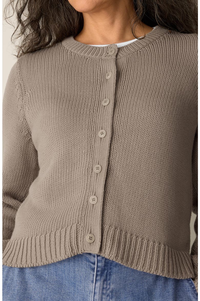 Organic Cotton Crewneck Cardigan, Alternate, color, WHEAT