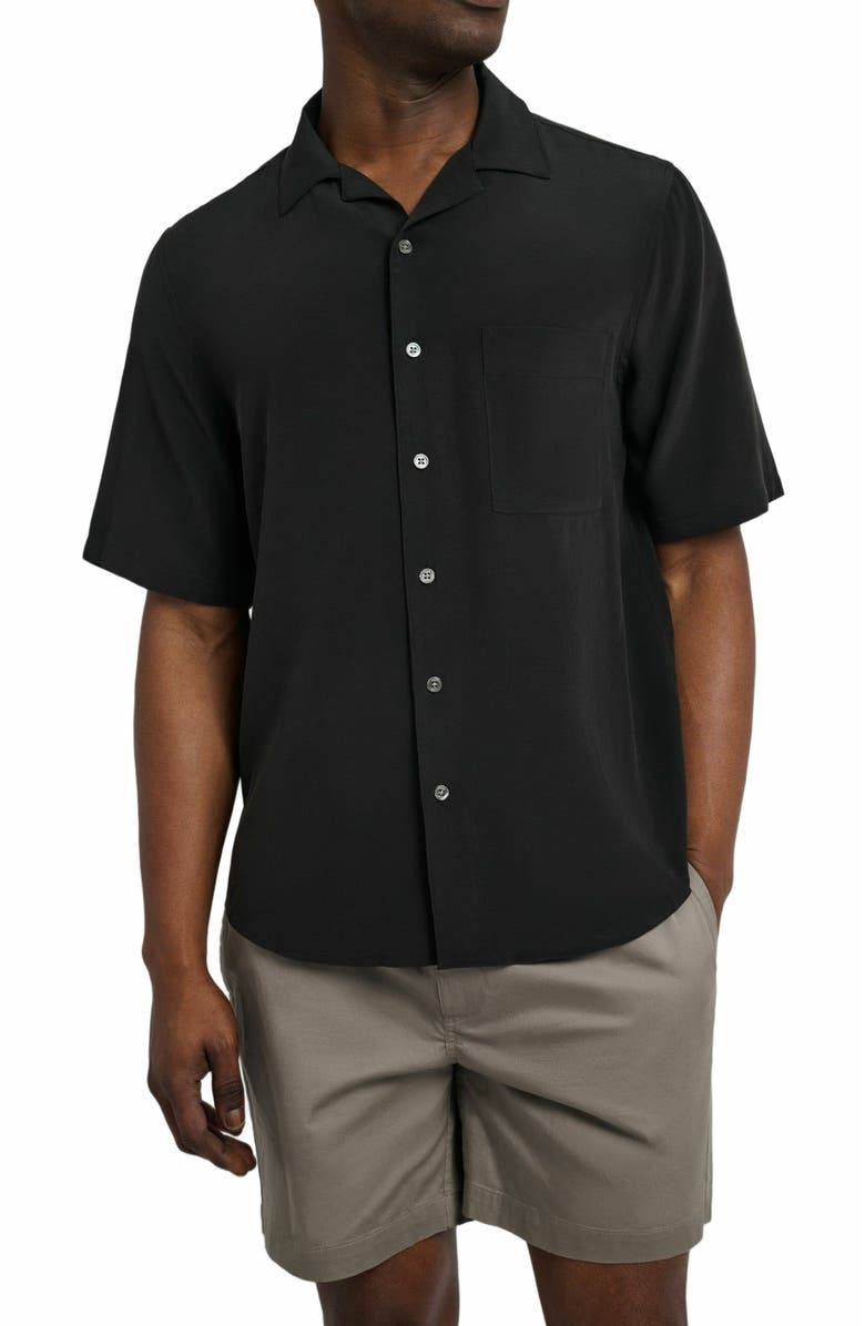 Onia Silk Vacation Shirt, Alternate, color, Black