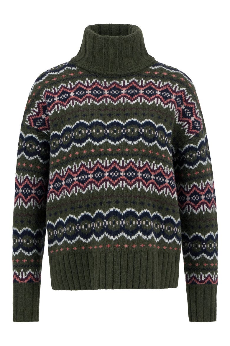 Helen Fair Isle Wool Blend Turtleneck Tunic Sweater, Alternate, color, OLIVE MULTI