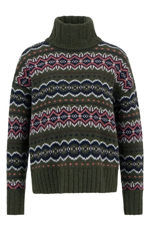 Barbour Helen Fair Isle Wool Blend Turtleneck Tunic Sweater In Animal Print