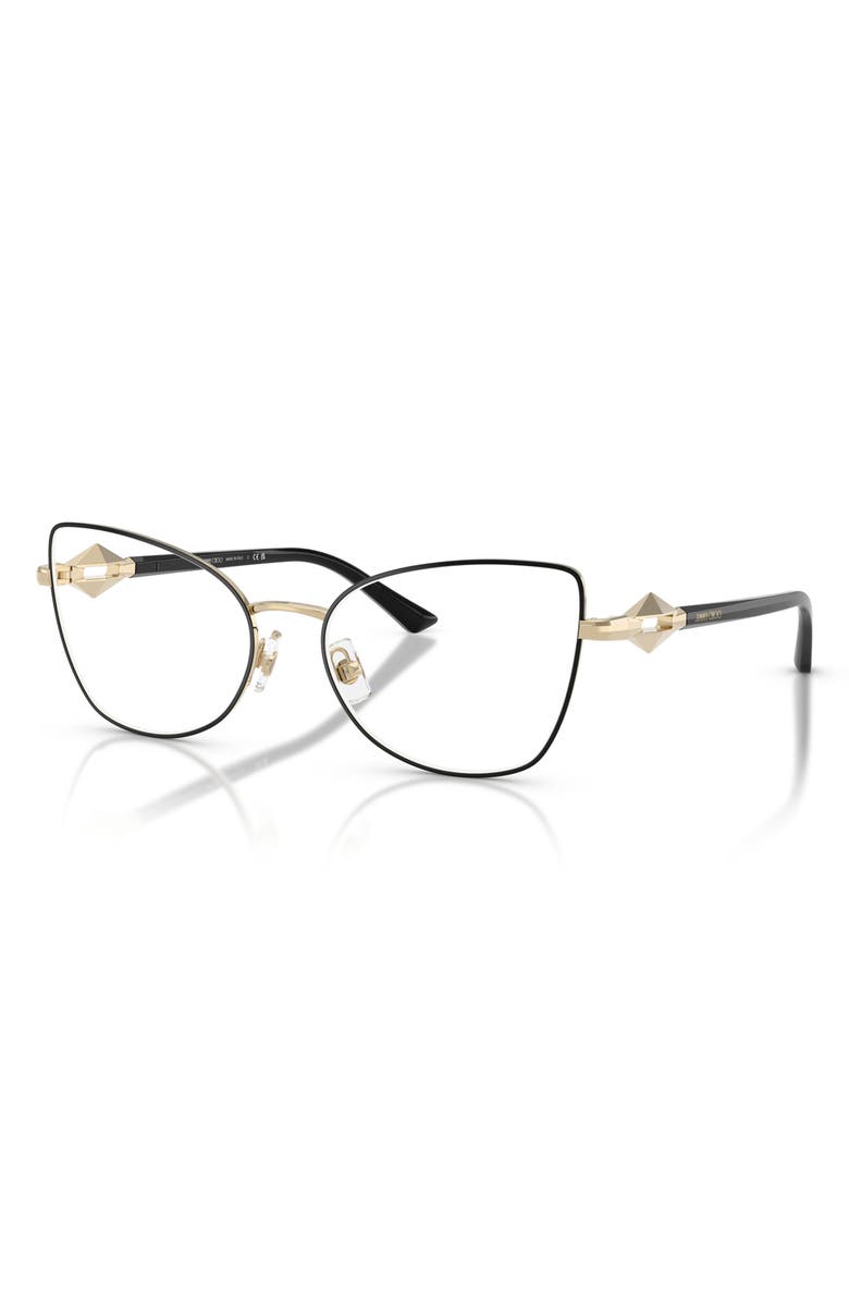 Jimmy Choo 53mm Cat Eye Optical Glasses, Alternate, color, Pale Gold/ Black / Demo Lens
