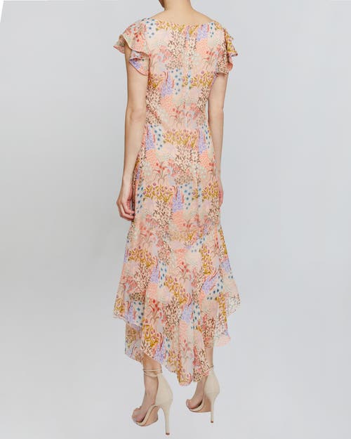 Santorelli Laurel Floral-print Flutter-sleeve Midi Dress In Cornflower