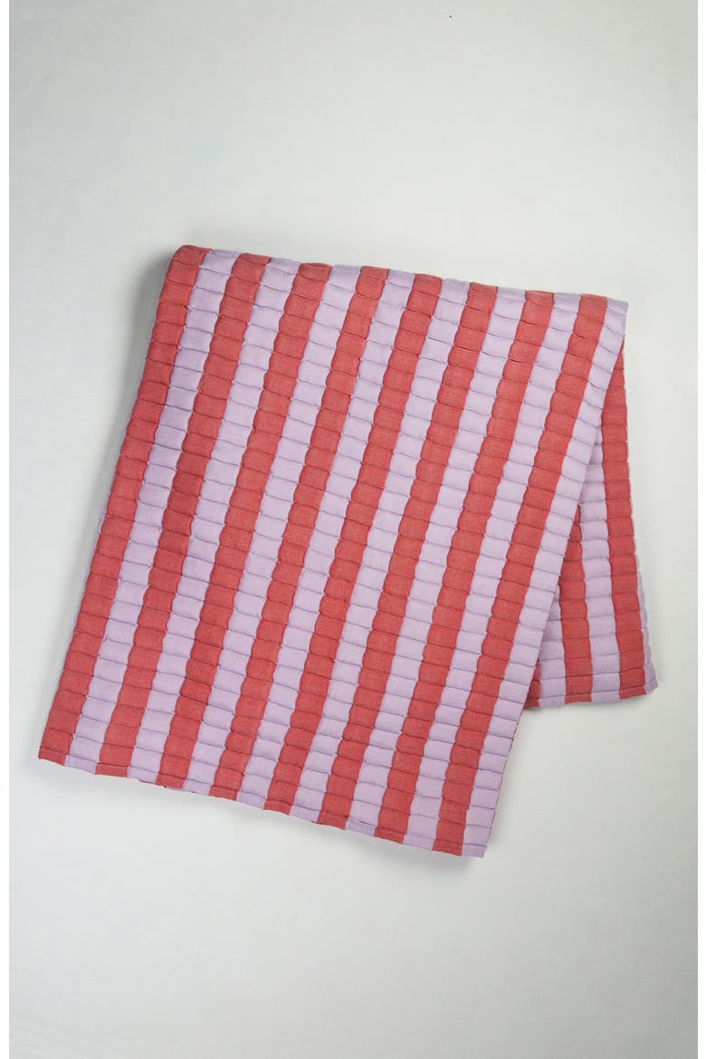 Quilted Sujani Striped Throw Blanket, Main, color, Red