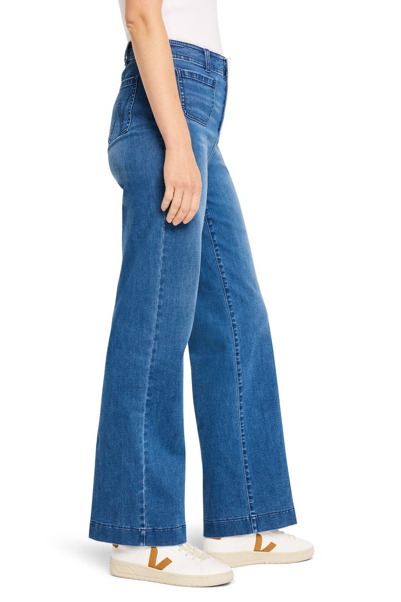 Patch Pocket High Waist Wide Leg Jeans, Alternate, color, ATLANTIC