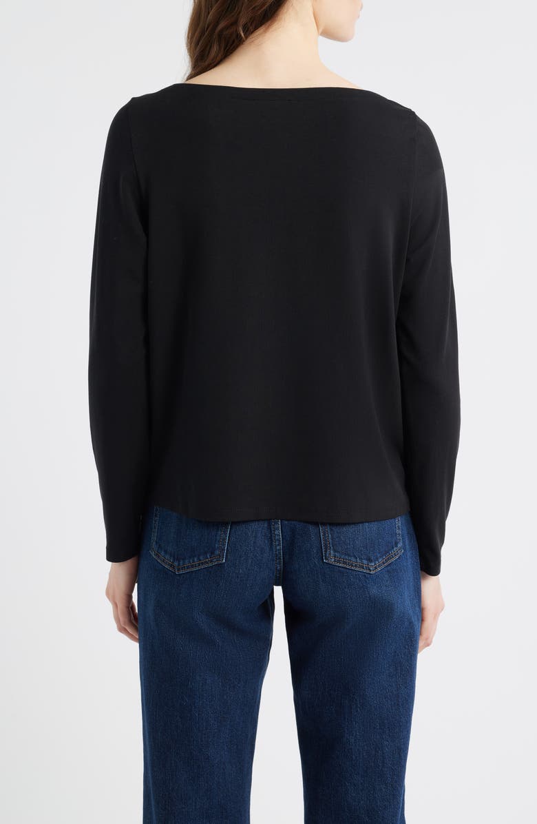 Eileen Fisher Bateau Neck Top, Alternate, color, Black