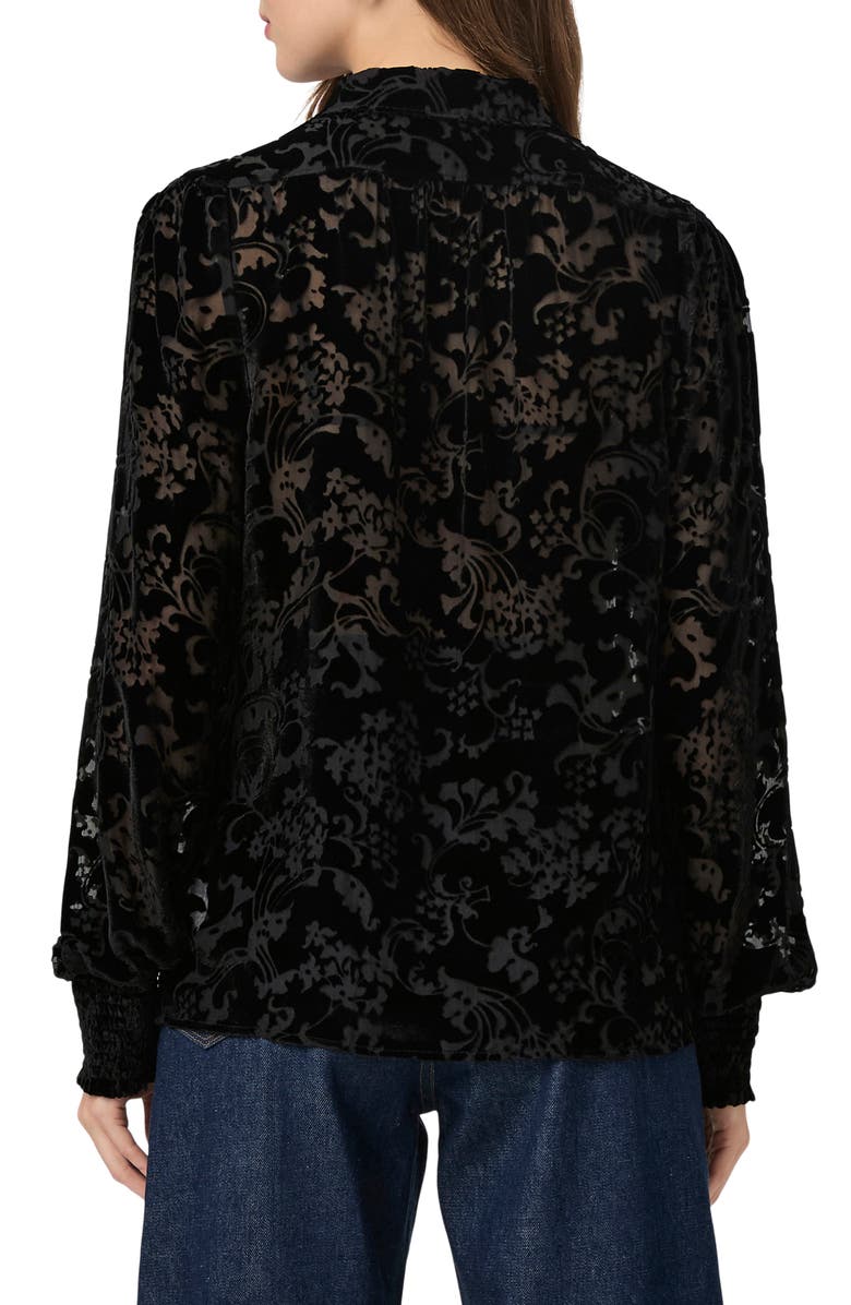 PAIGE Ginerva Burnout Velvet Blouse, Alternate, color, Black